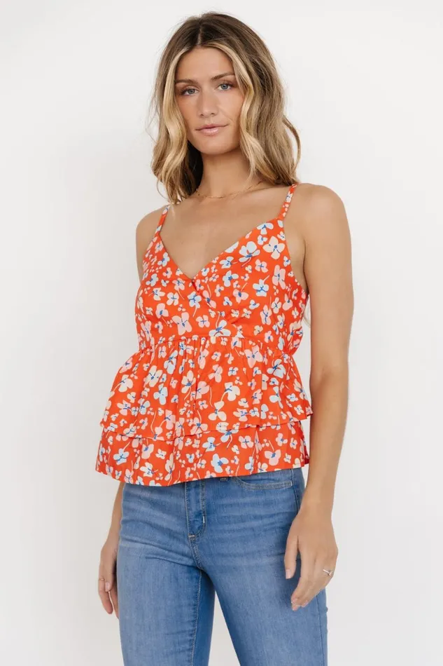 Baltic Born Blouses and Shirts Ainsley Ruffle Tank Top Red Floral 8211 Women Baltic Born Blouses and Shirts Ainsley Ruffle Tank Top Red Floral 8211 Women