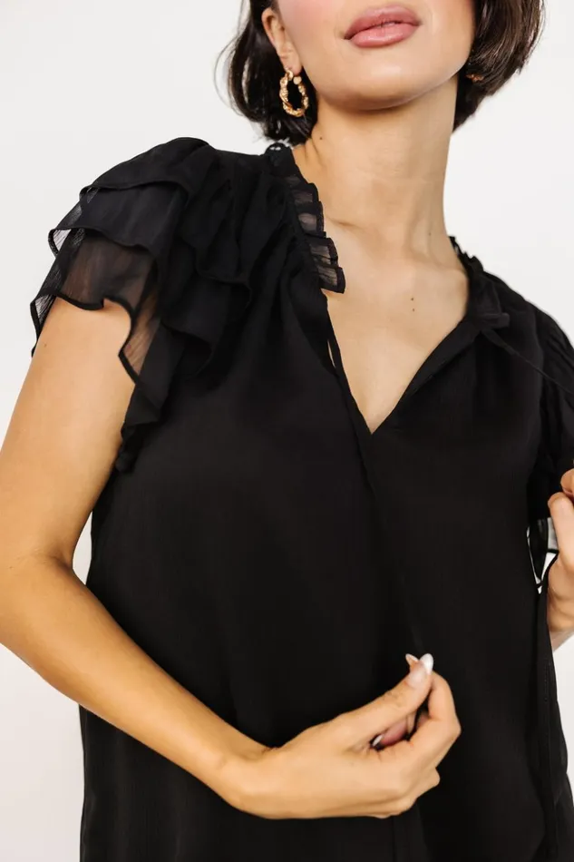 Baltic Born Blouses and Shirts Asher Ruffle Sleeve Top Black 8211 Women Baltic Born Blouses and Shirts Asher Ruffle Sleeve Top Black 8211 Women