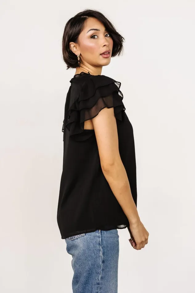 Baltic Born Blouses and Shirts Asher Ruffle Sleeve Top Black 8211 Women Baltic Born Blouses and Shirts Asher Ruffle Sleeve Top Black 8211 Women