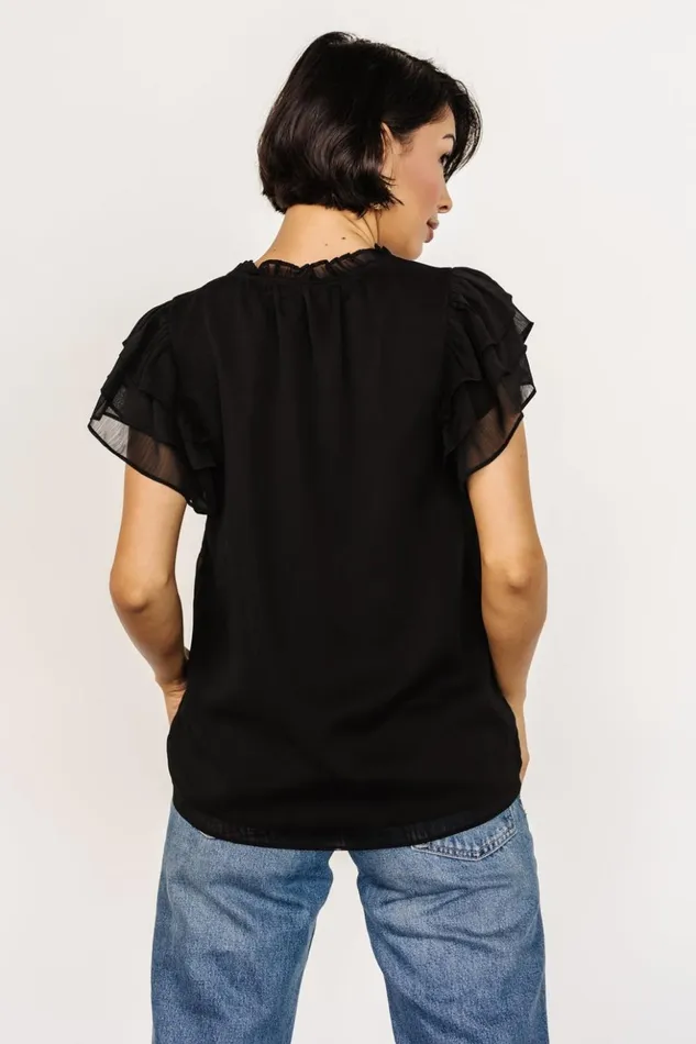 Baltic Born Blouses and Shirts Asher Ruffle Sleeve Top Black 8211 Women Baltic Born Blouses and Shirts Asher Ruffle Sleeve Top Black 8211 Women