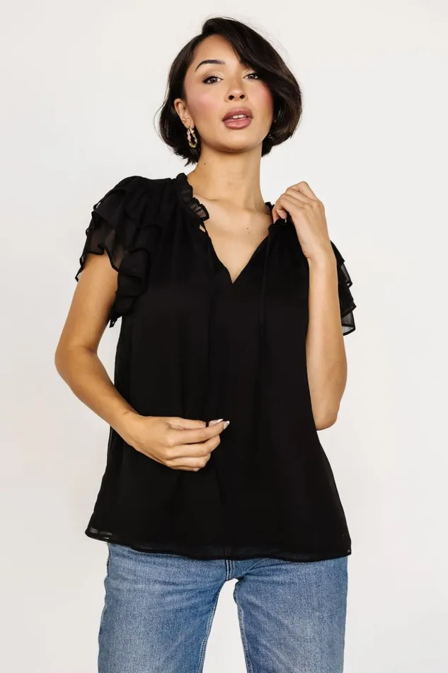 Baltic Born Blouses and Shirts Asher Ruffle Sleeve Top Black 8211 Women Baltic Born Blouses and Shirts Asher Ruffle Sleeve Top Black 8211 Women