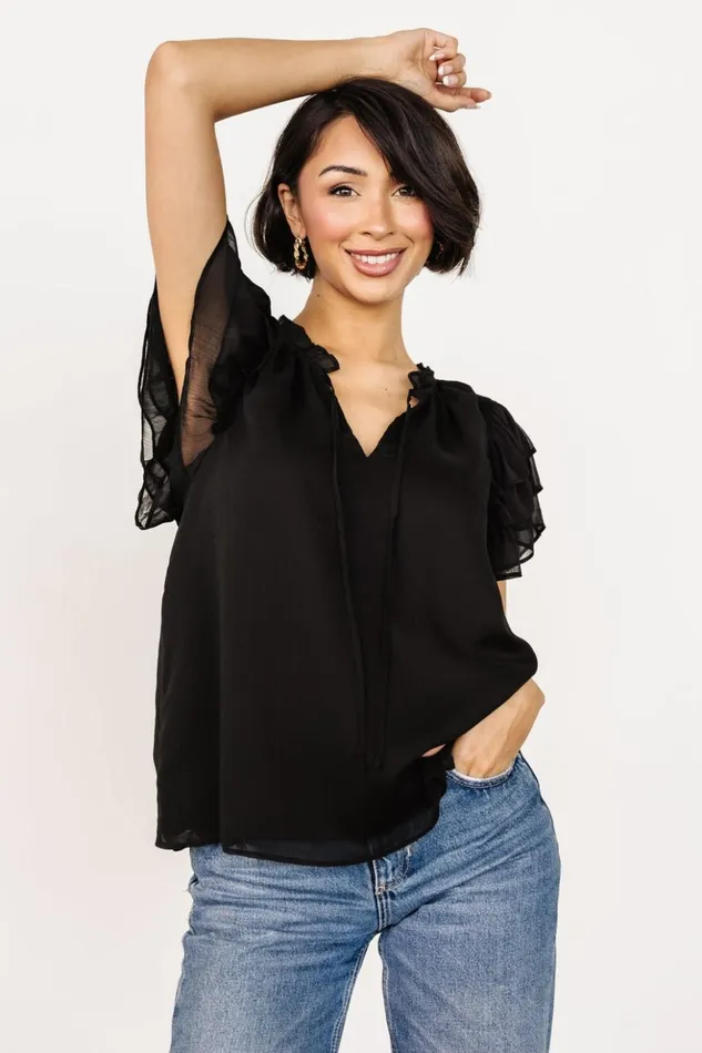 Baltic Born Blouses and Shirts Asher Ruffle Sleeve Top Black 8211 Women Baltic Born Blouses and Shirts Asher Ruffle Sleeve Top Black 8211 Women