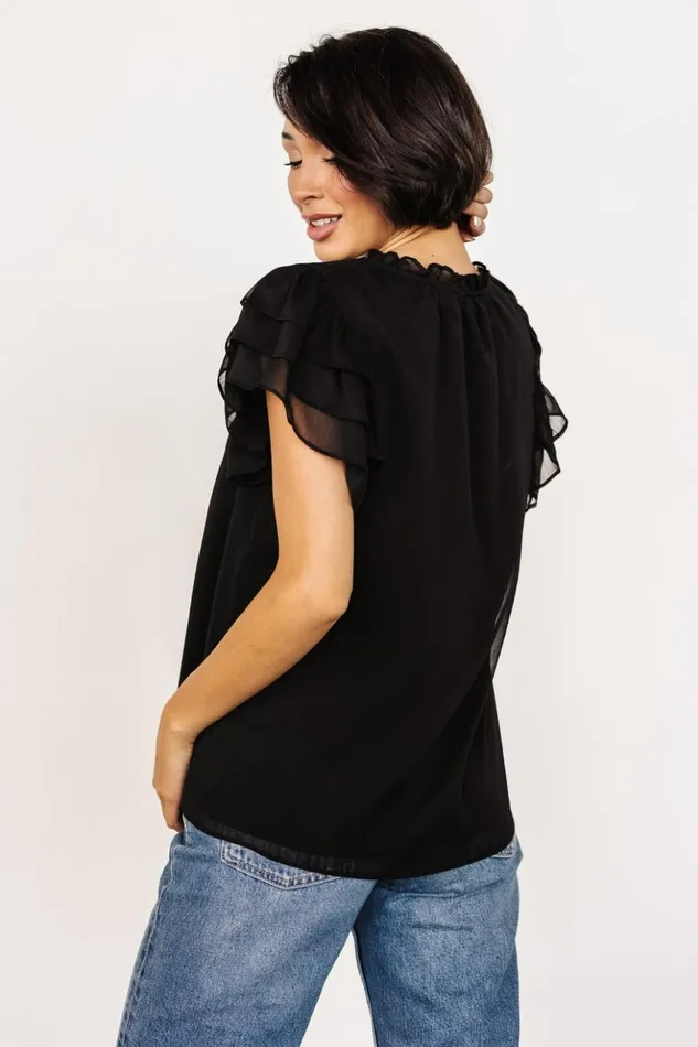 Baltic Born Blouses and Shirts Asher Ruffle Sleeve Top Black 8211 Women Baltic Born Blouses and Shirts Asher Ruffle Sleeve Top Black 8211 Women