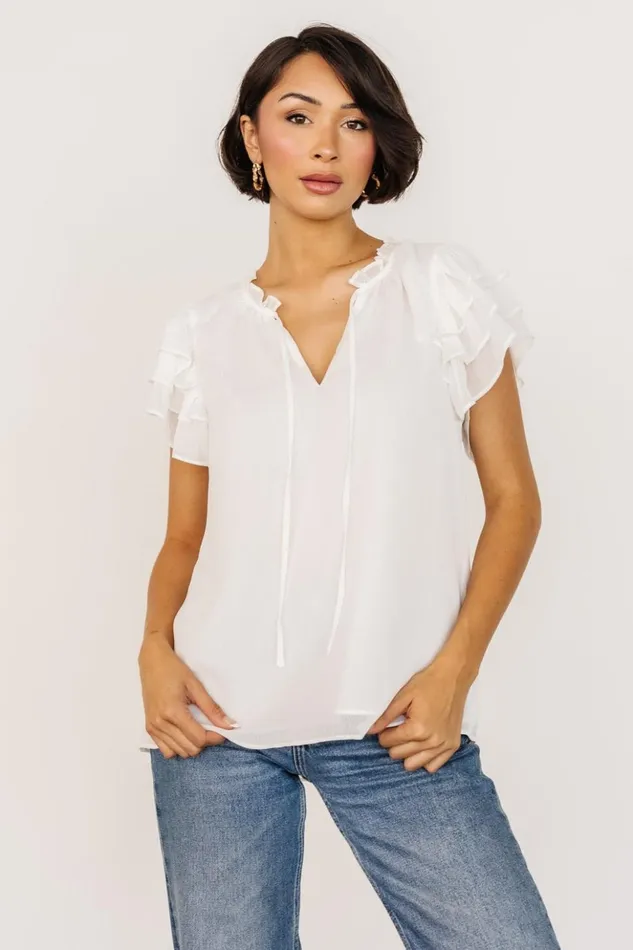 Baltic Born Blouses and Shirts Asher Ruffle Sleeve Top Off White 8211 Women