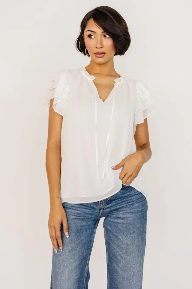 Baltic Born Blouses and Shirts Asher Ruffle Sleeve Top Off White 8211 Women Baltic Born Blouses and Shirts Asher Ruffle Sleeve Top Off White 8211 Women
