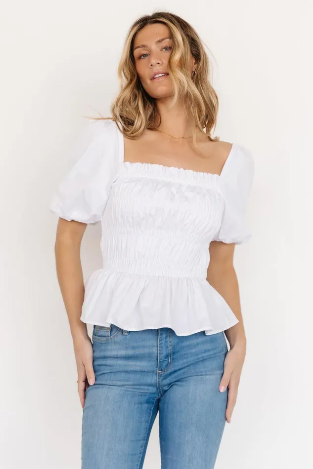 Baltic Born Blouses and Shirts Astoria Smocked Puff Sleeve Top White 8211 Women Baltic Born Blouses and Shirts Astoria Smocked Puff Sleeve Top White 8211 Women