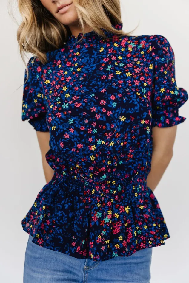 Baltic Born Blouses and Shirts Beth Peplum Top Blue Multi 8211 Women Baltic Born Blouses and Shirts Beth Peplum Top Blue Multi 8211 Women