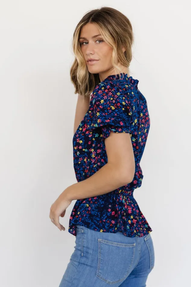 Baltic Born Blouses and Shirts Beth Peplum Top Blue Multi 8211 Women Baltic Born Blouses and Shirts Beth Peplum Top Blue Multi 8211 Women
