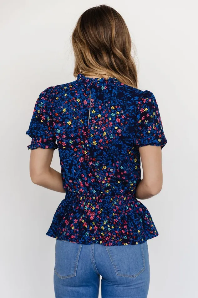 Baltic Born Blouses and Shirts Beth Peplum Top Blue Multi 8211 Women Baltic Born Blouses and Shirts Beth Peplum Top Blue Multi 8211 Women