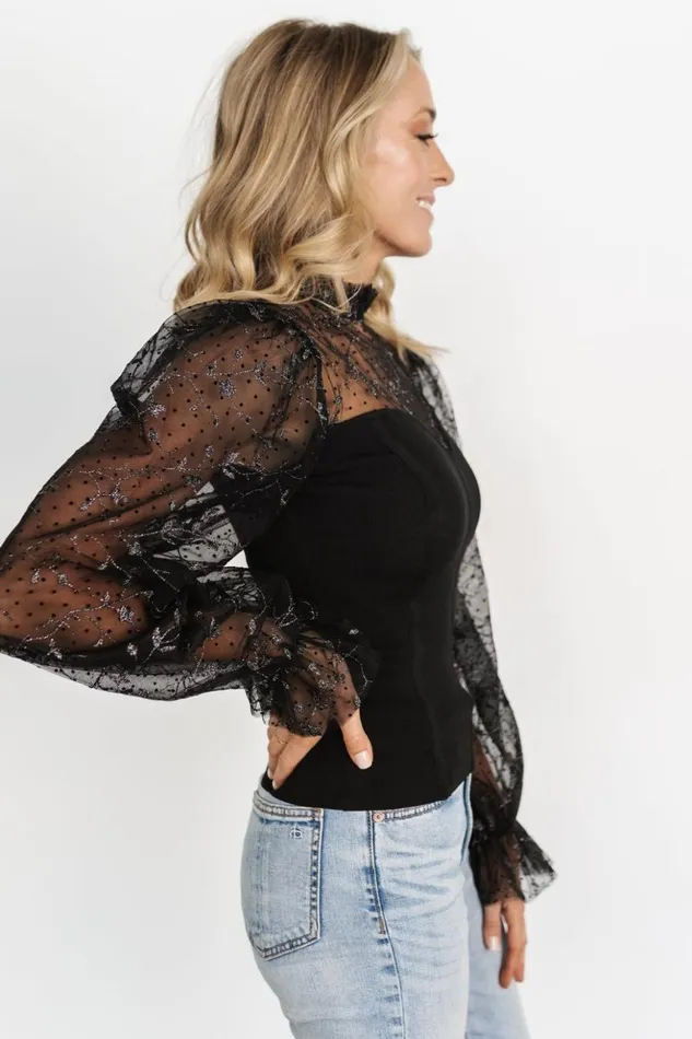 Baltic Born Blouses and Shirts Betsy Shimmer Sleeve Top Black 8211 Women Baltic Born Blouses and Shirts Betsy Shimmer Sleeve Top Black 8211 Women