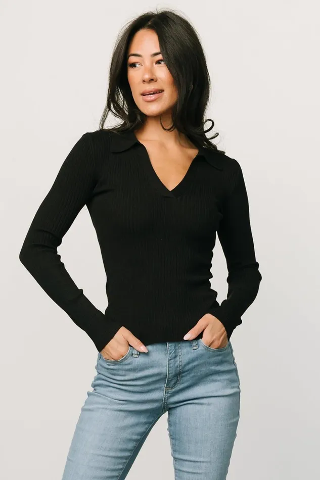 Baltic Born Blouses and Shirts Boston Ribbed Top Black 8211 Women