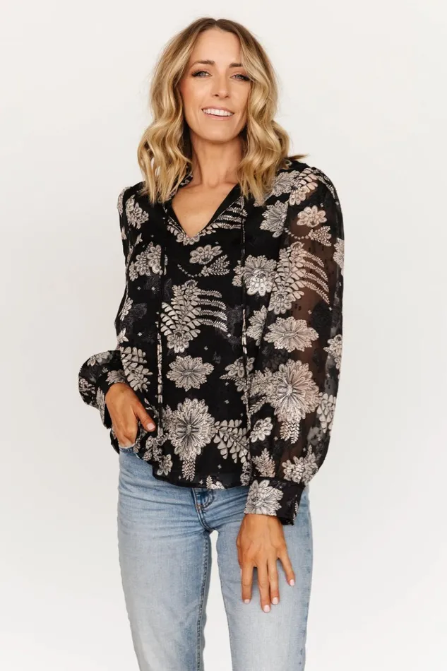 Baltic Born Blouses and Shirts Charlotte Tie Blouse Black Cream 8211 Women Baltic Born Blouses and Shirts Charlotte Tie Blouse Black Cream 8211 Women