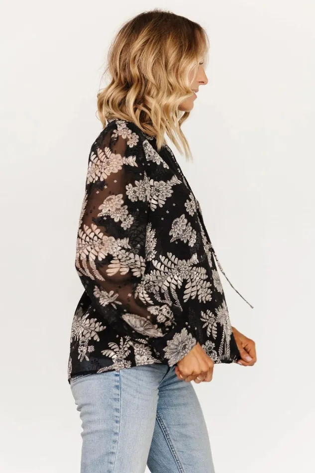 Baltic Born Blouses and Shirts Charlotte Tie Blouse Black Cream 8211 Women Baltic Born Blouses and Shirts Charlotte Tie Blouse Black Cream 8211 Women