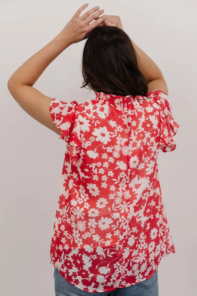 Baltic Born Blouses and Shirts Chloe Mock Neck Top Coral Floral 8211 Women Baltic Born Blouses and Shirts Chloe Mock Neck Top Coral Floral 8211 Women