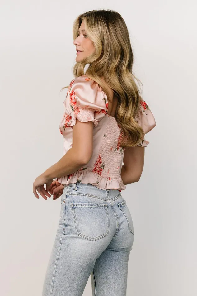 Baltic Born Blouses and Shirts Cynthia Satin Crop Top Blush Floral 8211 Women Baltic Born Blouses and Shirts Cynthia Satin Crop Top Blush Floral 8211 Women