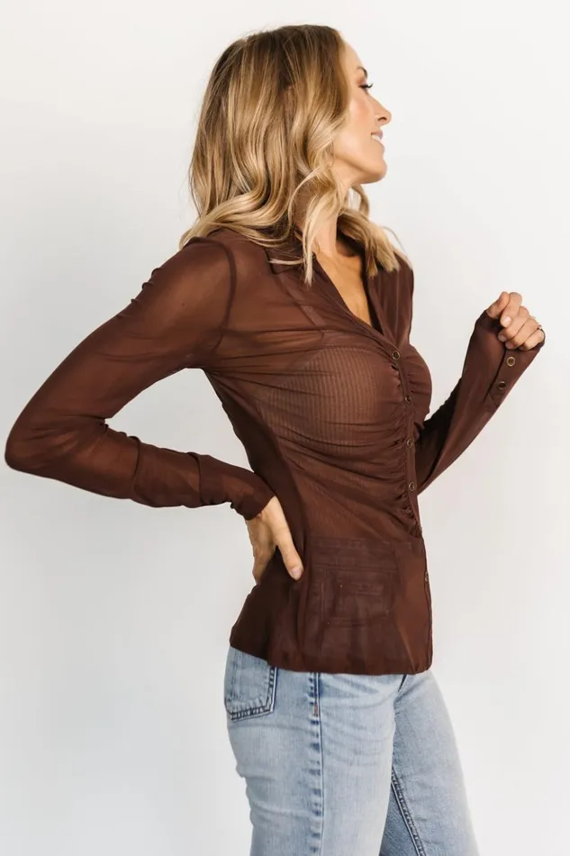 Baltic Born Blouses and Shirts Dax Mesh Top Chocolate 8211 Women Baltic Born Blouses and Shirts Dax Mesh Top Chocolate 8211 Women