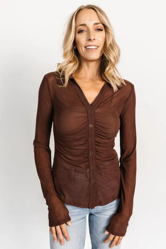 Baltic Born Blouses and Shirts Dax Mesh Top Chocolate 8211 Women Baltic Born Blouses and Shirts Dax Mesh Top Chocolate 8211 Women