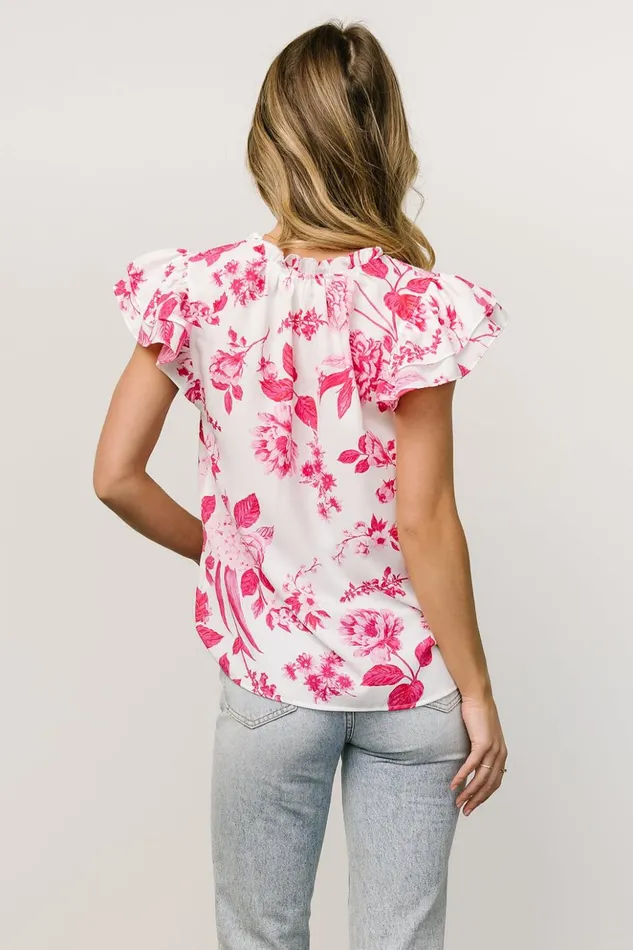 Baltic Born Blouses and Shirts Estelle Ruffle Top White Pink Floral 8211 Women Baltic Born Blouses and Shirts Estelle Ruffle Top White Pink Floral 8211 Women