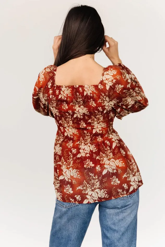 Baltic Born Blouses and Shirts Fenna Smocked Top Rust Floral 8211 Women Baltic Born Blouses and Shirts Fenna Smocked Top Rust Floral 8211 Women