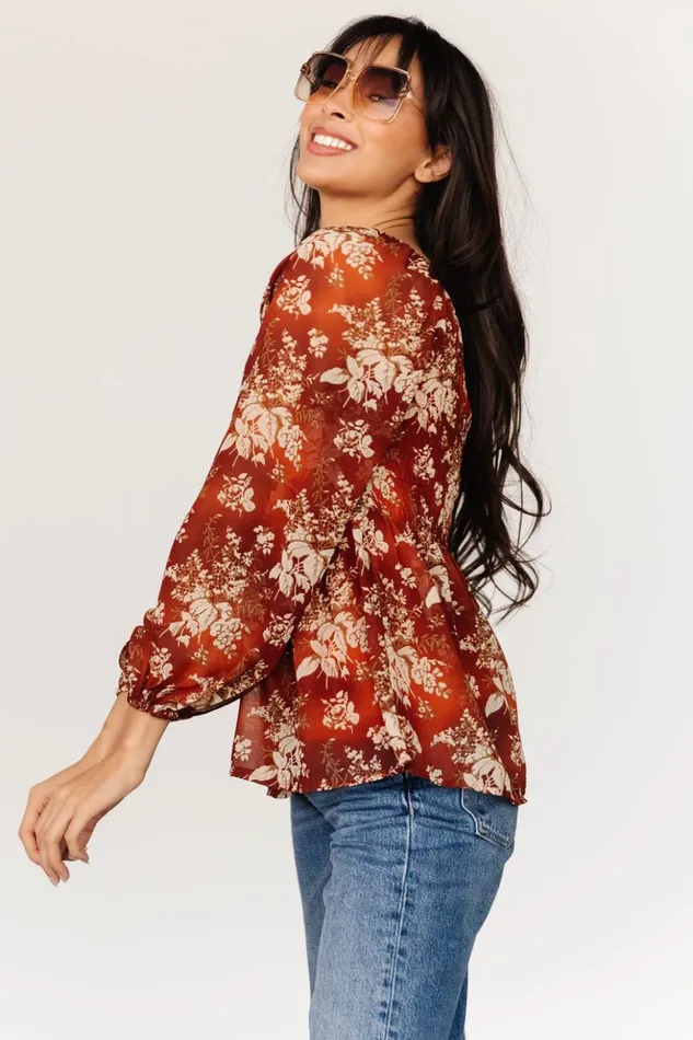 Baltic Born Blouses and Shirts Fenna Smocked Top Rust Floral 8211 Women Baltic Born Blouses and Shirts Fenna Smocked Top Rust Floral 8211 Women