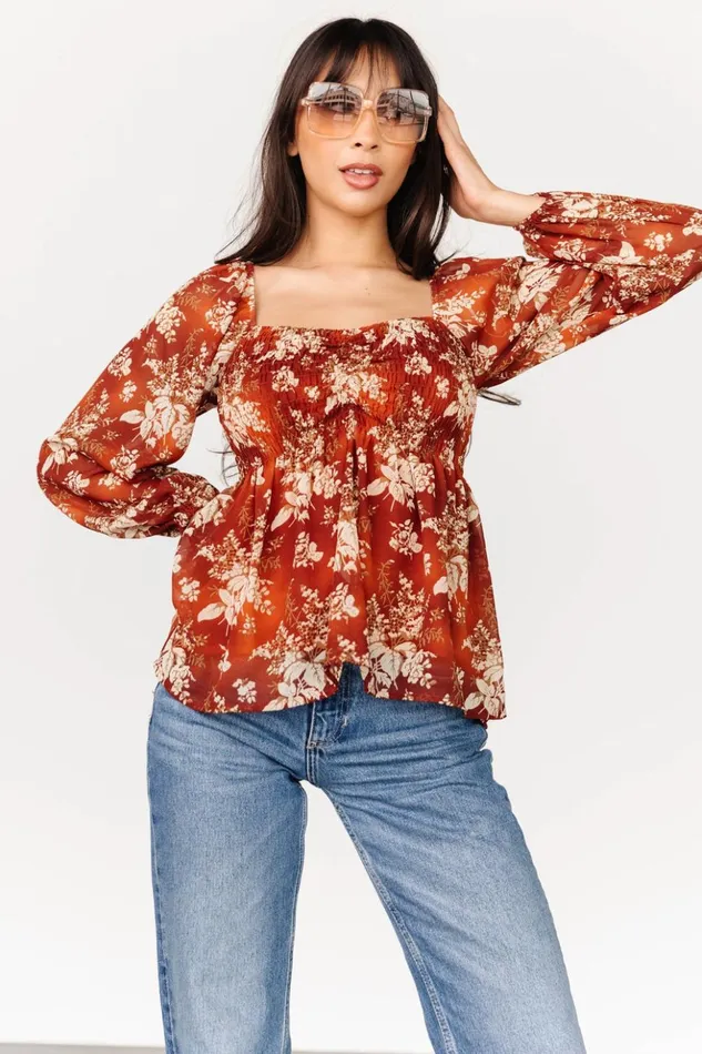 Baltic Born Blouses and Shirts Fenna Smocked Top Rust Floral 8211 Women Baltic Born Blouses and Shirts Fenna Smocked Top Rust Floral 8211 Women