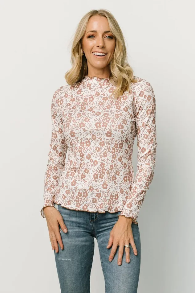 Baltic Born Blouses and Shirts Gale Ribbed Top Mocha White 8211 Women