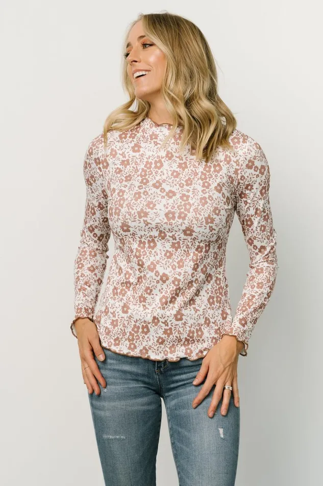 Baltic Born Blouses and Shirts Gale Ribbed Top Mocha White 8211 Women Baltic Born Blouses and Shirts Gale Ribbed Top Mocha White 8211 Women
