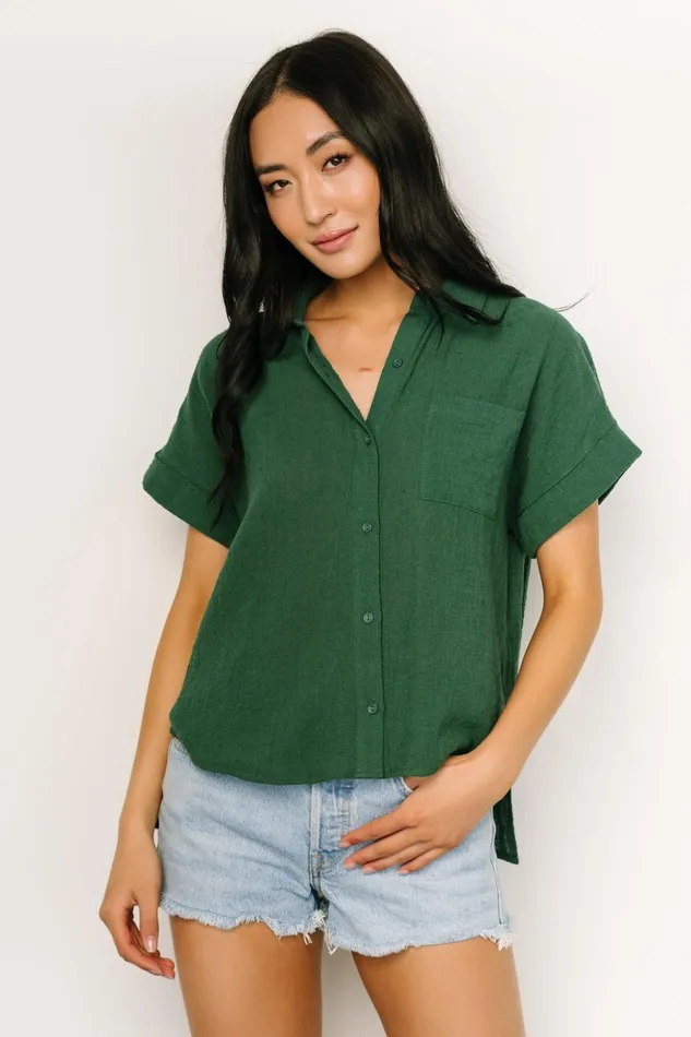Baltic Born Blouses and Shirts Hammond Short Sleeve Top Dark Green 8211 Women