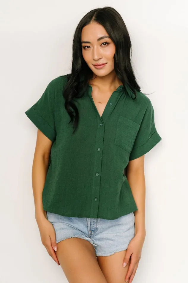 Baltic Born Blouses and Shirts Hammond Short Sleeve Top Dark Green 8211 Women Baltic Born Blouses and Shirts Hammond Short Sleeve Top Dark Green 8211 Women
