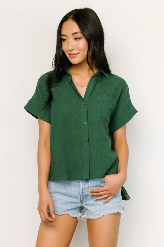Baltic Born Blouses and Shirts Hammond Short Sleeve Top Dark Green 8211 Women Baltic Born Blouses and Shirts Hammond Short Sleeve Top Dark Green 8211 Women