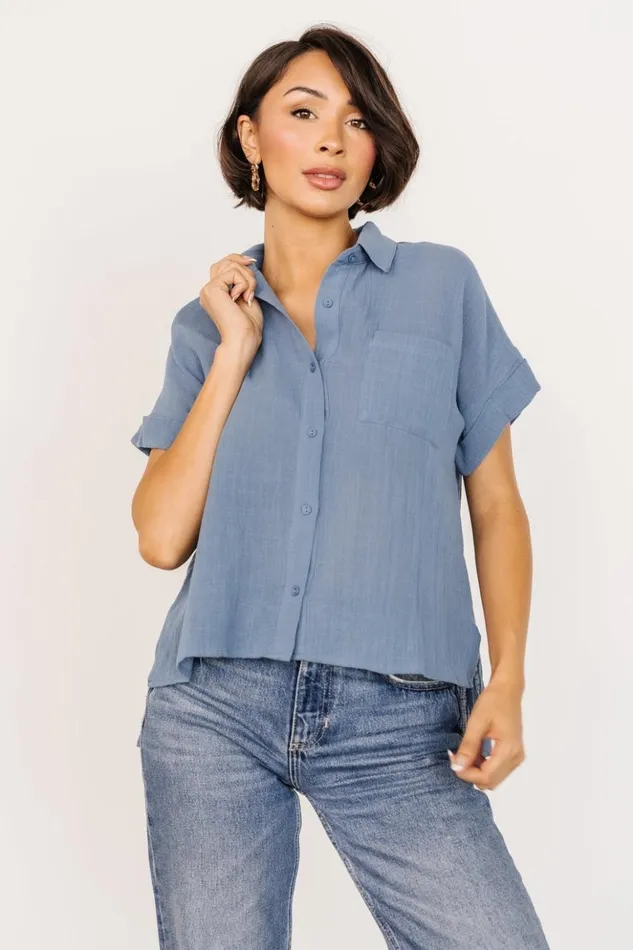 Baltic Born Blouses and Shirts Hammond Short Sleeve Top Slate Blue 8211 Women Baltic Born Blouses and Shirts Hammond Short Sleeve Top Slate Blue 8211 Women