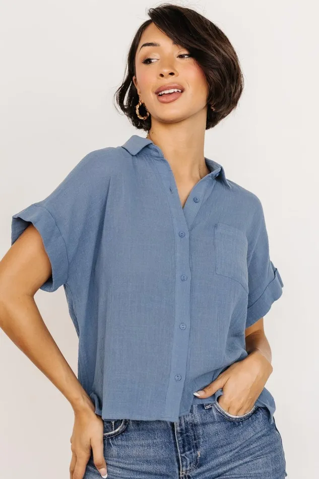 Baltic Born Blouses and Shirts Hammond Short Sleeve Top Slate Blue 8211 Women Baltic Born Blouses and Shirts Hammond Short Sleeve Top Slate Blue 8211 Women