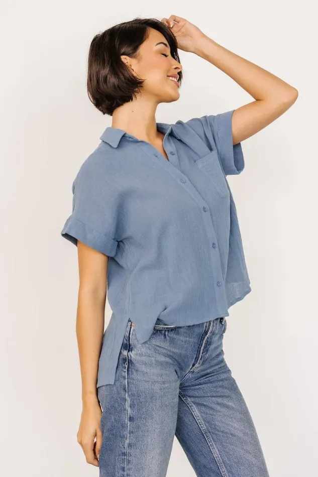 Baltic Born Blouses and Shirts Hammond Short Sleeve Top Slate Blue 8211 Women Baltic Born Blouses and Shirts Hammond Short Sleeve Top Slate Blue 8211 Women