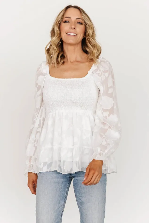 Baltic Born Blouses and Shirts Ines Smocked Top White 8211 Women Baltic Born Blouses and Shirts Ines Smocked Top White 8211 Women