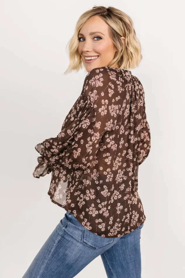 Baltic Born Blouses and Shirts Jasper Blouse Brown Floral 8211 Women Baltic Born Blouses and Shirts Jasper Blouse Brown Floral 8211 Women