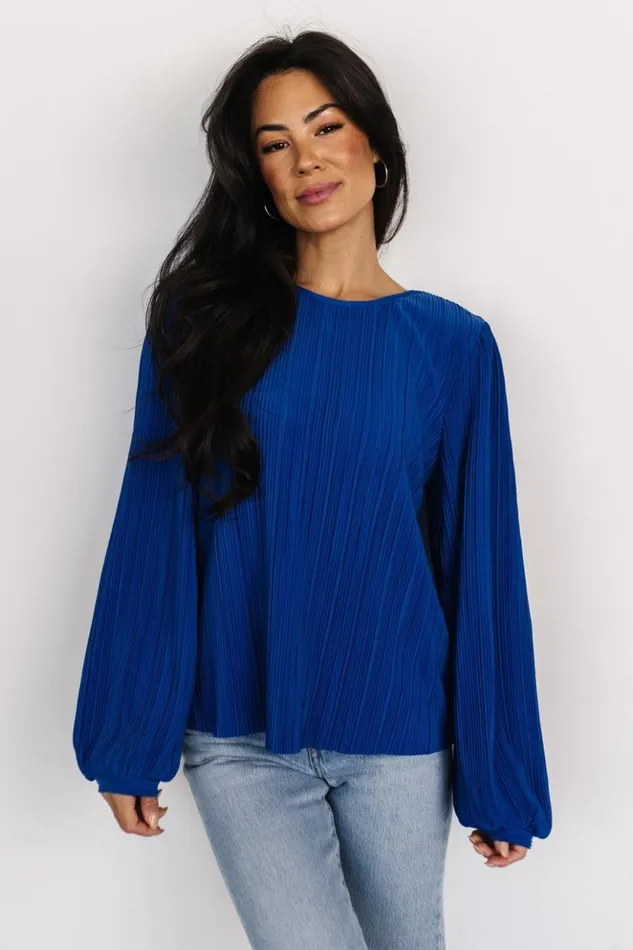 Baltic Born Blouses and Shirts Jewel Pleated Top Cobalt 8211 Women