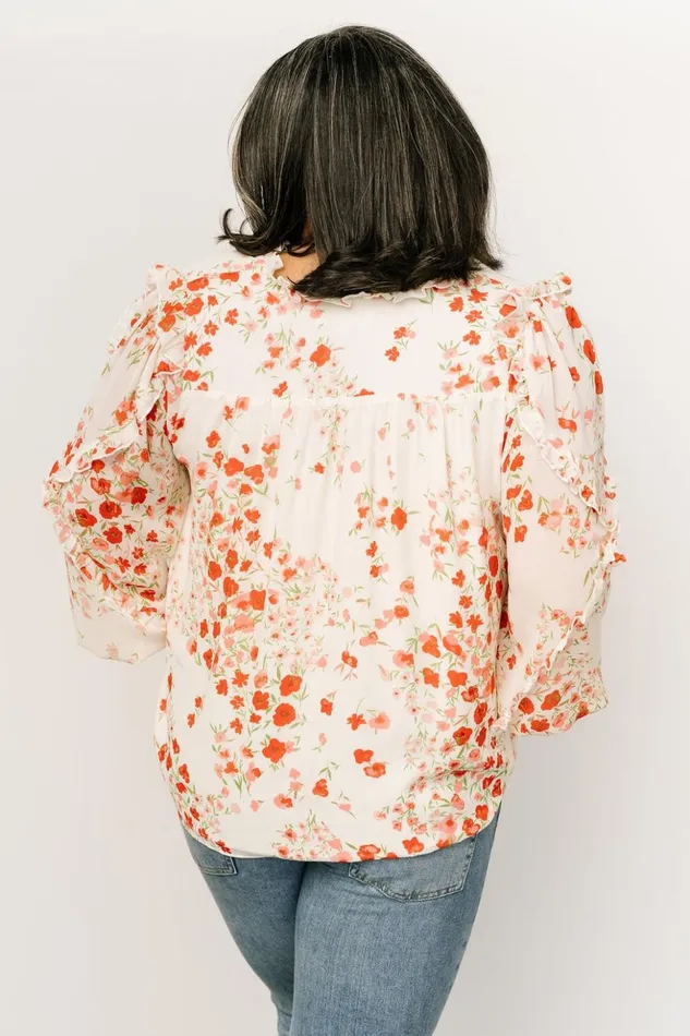 Baltic Born Blouses and Shirts Karlie Long Sleeve Ruffle Top Ivory Red Multi 8211 Women Baltic Born Blouses and Shirts Karlie Long Sleeve Ruffle Top Ivory Red Multi 8211 Women