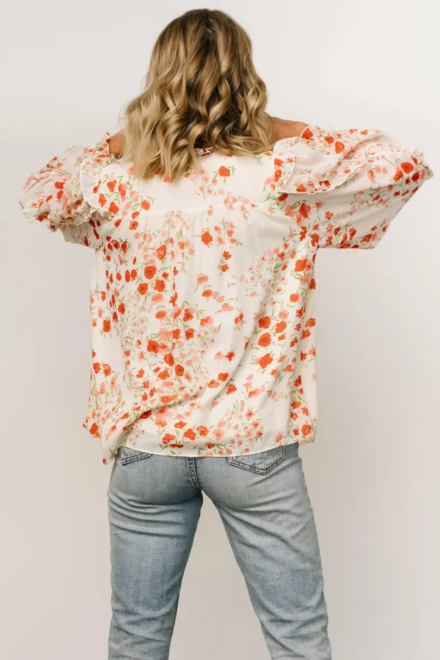 Baltic Born Blouses and Shirts Karlie Long Sleeve Ruffle Top Ivory Red Multi 8211 Women Baltic Born Blouses and Shirts Karlie Long Sleeve Ruffle Top Ivory Red Multi 8211 Women