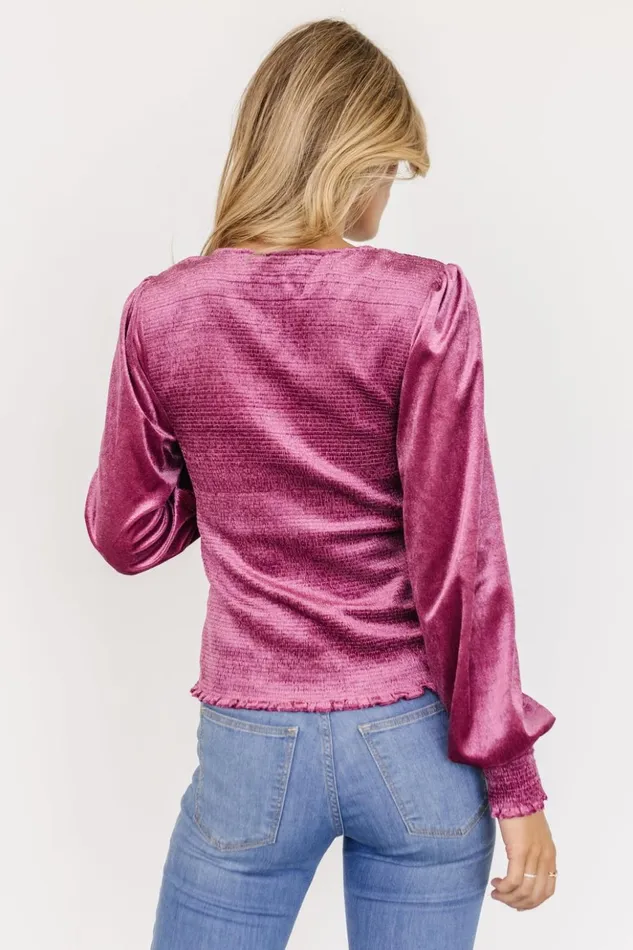 Baltic Born Blouses and Shirts Kyler Smocked Velvet Top Mauve 8211 Women Baltic Born Blouses and Shirts Kyler Smocked Velvet Top Mauve 8211 Women