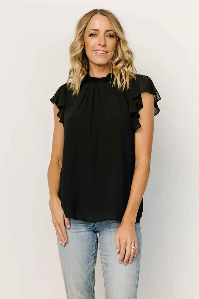 Baltic Born Blouses and Shirts Leah Mock Neck Top Black 8211 Women