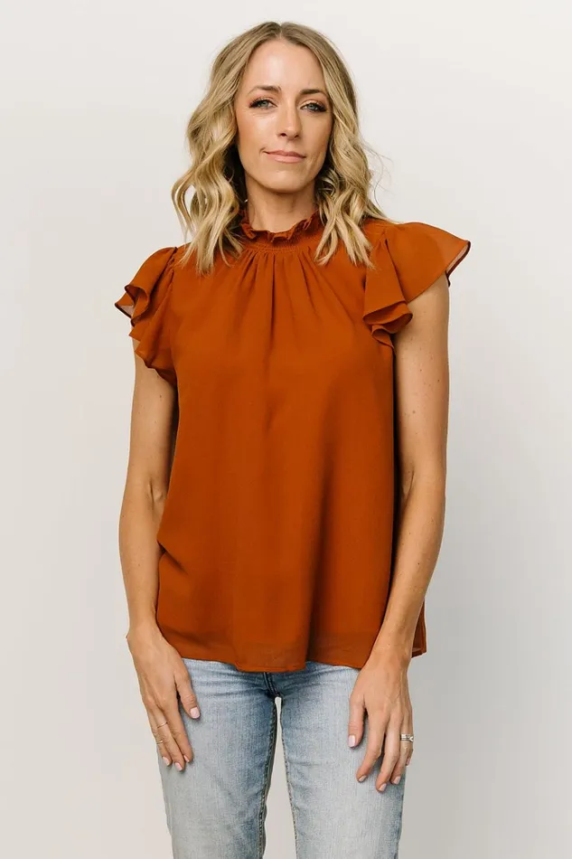 Baltic Born Blouses and Shirts Leah Mock Neck Top Spice 8211 Women