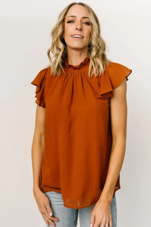 Baltic Born Blouses and Shirts Leah Mock Neck Top Spice 8211 Women Baltic Born Blouses and Shirts Leah Mock Neck Top Spice 8211 Women