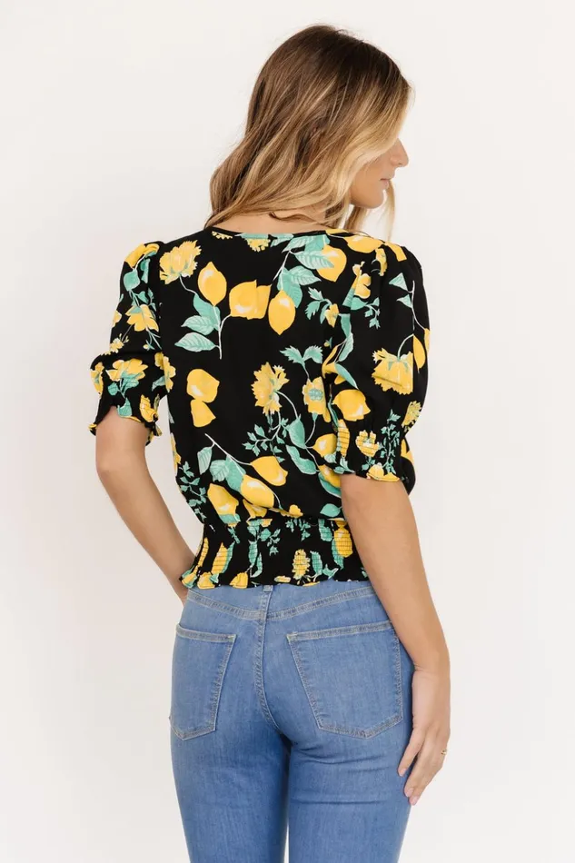 Baltic Born Blouses and Shirts Limon Smocked Waist Top Black Multi 8211 Women Baltic Born Blouses and Shirts Limon Smocked Waist Top Black Multi 8211 Women