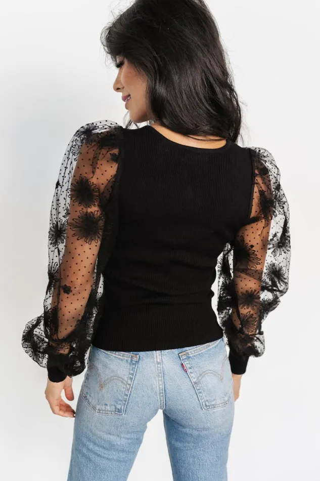 Baltic Born Blouses and Shirts Marci Embossed Sleeve Top Black 8211 Women Baltic Born Blouses and Shirts Marci Embossed Sleeve Top Black 8211 Women
