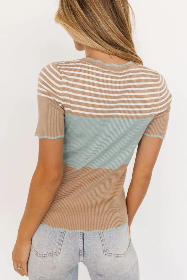Baltic Born Blouses and Shirts Mason Ribbed Top Blue Multi 8211 Women Baltic Born Blouses and Shirts Mason Ribbed Top Blue Multi 8211 Women