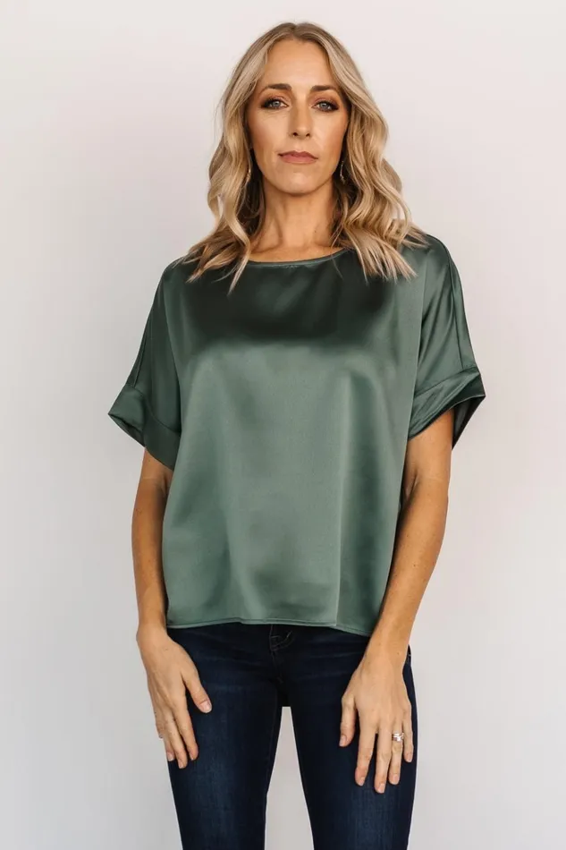 Baltic Born Blouses and Shirts Rory Satin Top Winter Green 8211 Women