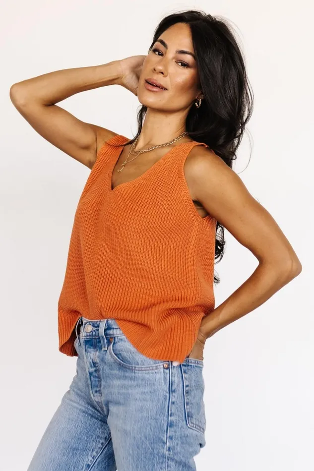 Baltic Born Blouses and Shirts Skylee Knit Tank Top Burnt Orange 8211 Women Baltic Born Blouses and Shirts Skylee Knit Tank Top Burnt Orange 8211 Women