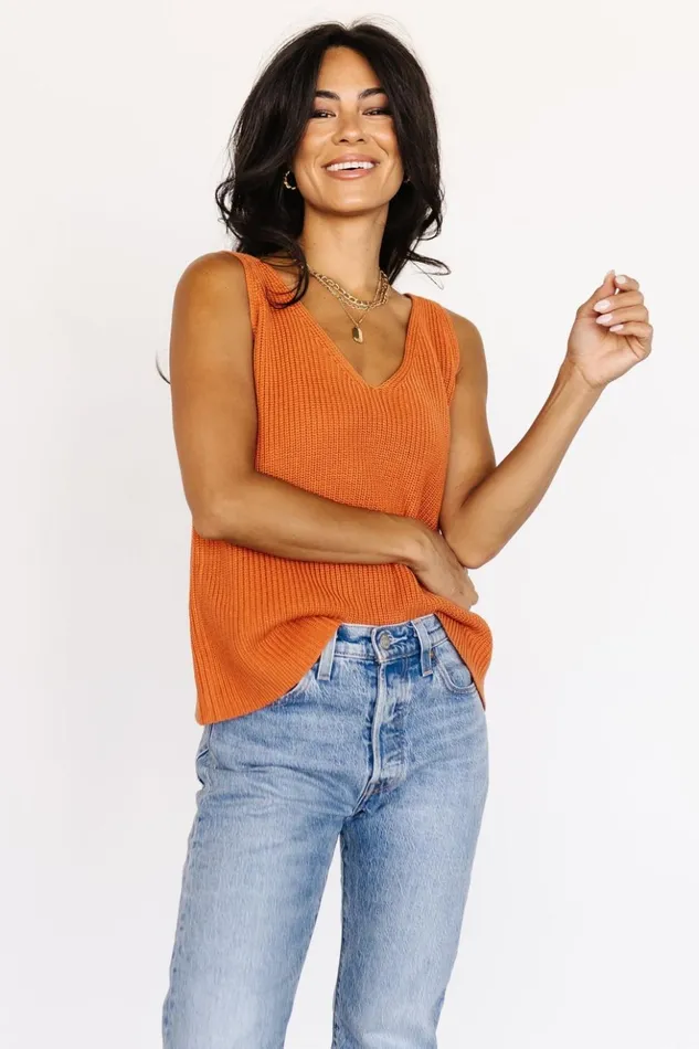 Baltic Born Blouses and Shirts Skylee Knit Tank Top Burnt Orange 8211 Women Baltic Born Blouses and Shirts Skylee Knit Tank Top Burnt Orange 8211 Women