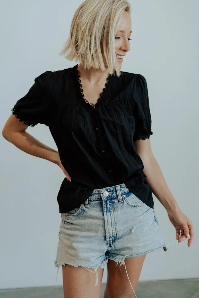 Baltic Born Blouses and Shirts Sloane Button Top Black 8211 Women