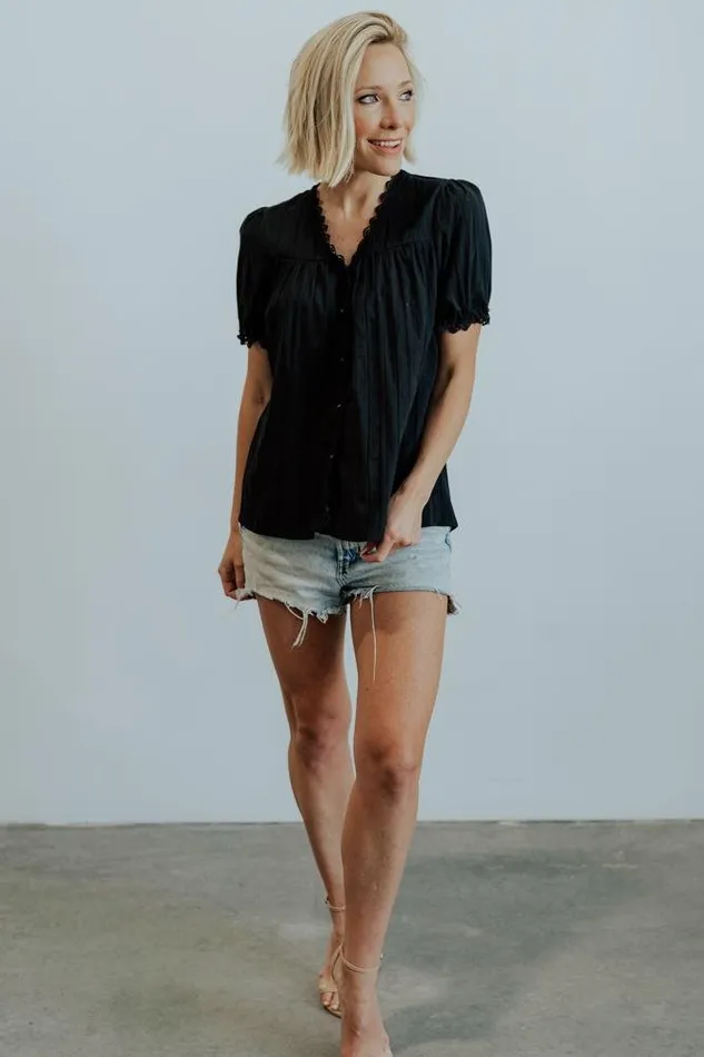Baltic Born Blouses and Shirts Sloane Button Top Black 8211 Women Baltic Born Blouses and Shirts Sloane Button Top Black 8211 Women